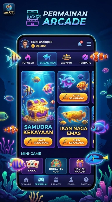 Tampilan aplikasi ina777 yang sederhana dan menarik.
